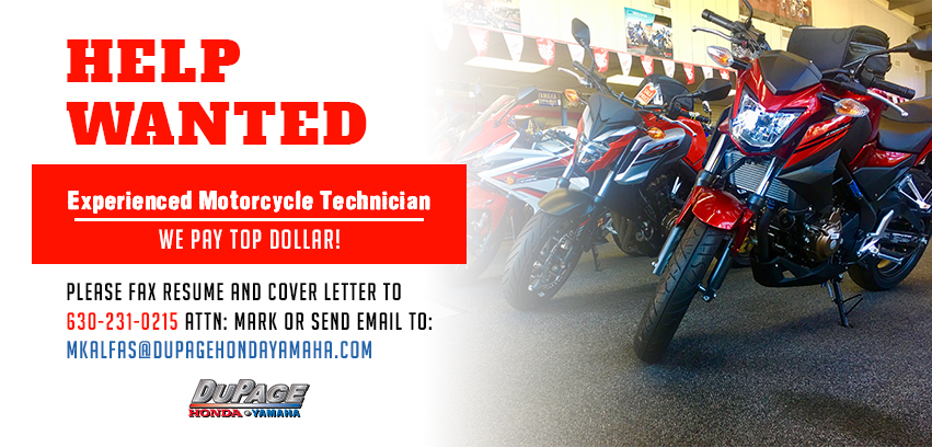 Help Wanted - Now Hiring Experienced Motorcycle Technician